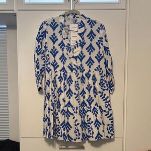 Zara Carrie Dress Large Blue/white